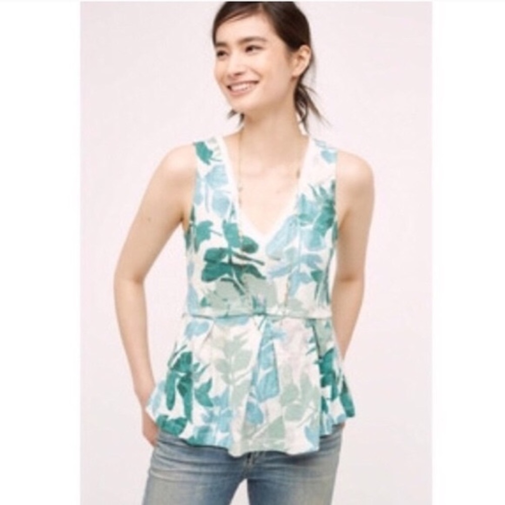 🛸Anthropologie Deletta Amelia Leaf Print Tank Top